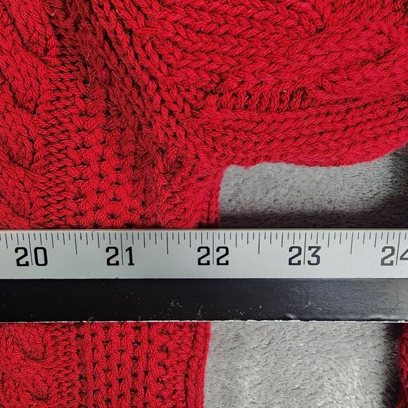 Mens Red Geoffrey Beene Pullover Cable Knit Sweater Crew Neck Long Sleeve Size L - Picture 8 of 10